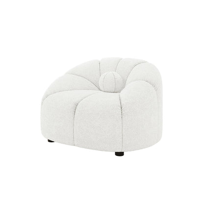 Trina 5 Seater Boucle Sofa Set w/ Ball Pillows - Cream White featuring a plush, sculptural silhouette with boucle upholstery and included ball pillows, perfect for a chic, contemporary living room setting.