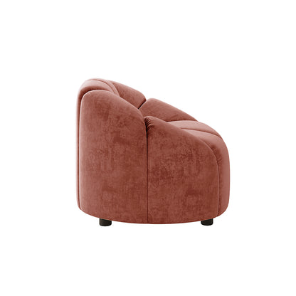 Trina Velvet 6-Seater Tufted Lounge Set, highlighting a plush tufted design with curved silhouette, featuring a red chair with black legs for modern elegance.