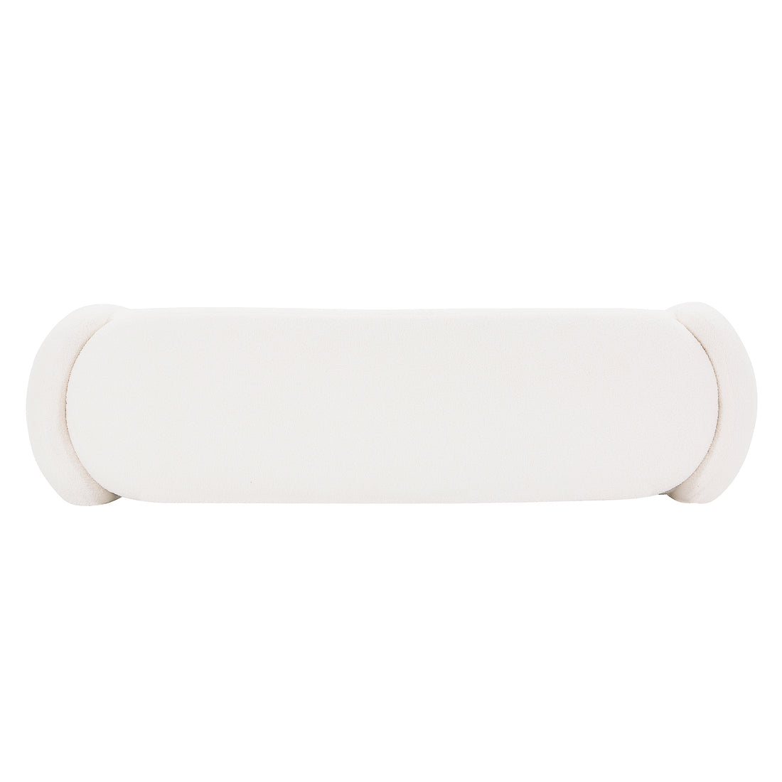 Wynne Fabric Storage Ottoman Bench Seat - Cream White, featuring a modern, rounded-cylinder design with oversized rolled ends, upholstered in smooth off-white fabric, offering a minimalist and sculptural aesthetic.