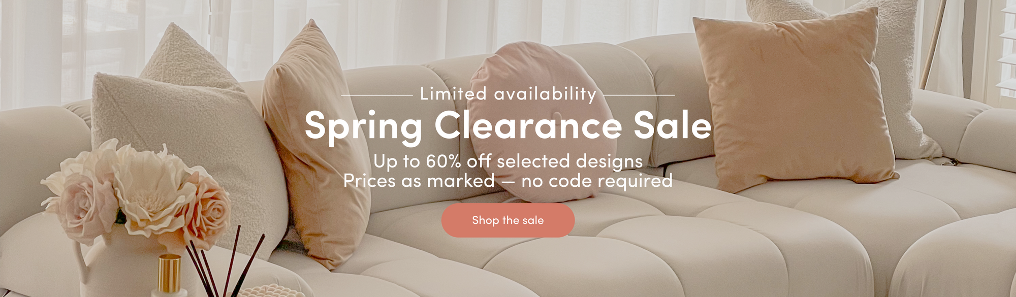 Spring Clearance Sale Up to 60% off selected designs Prices as marked — no code required