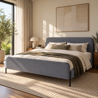 Bonny King Boucle Bed Frame in Grey