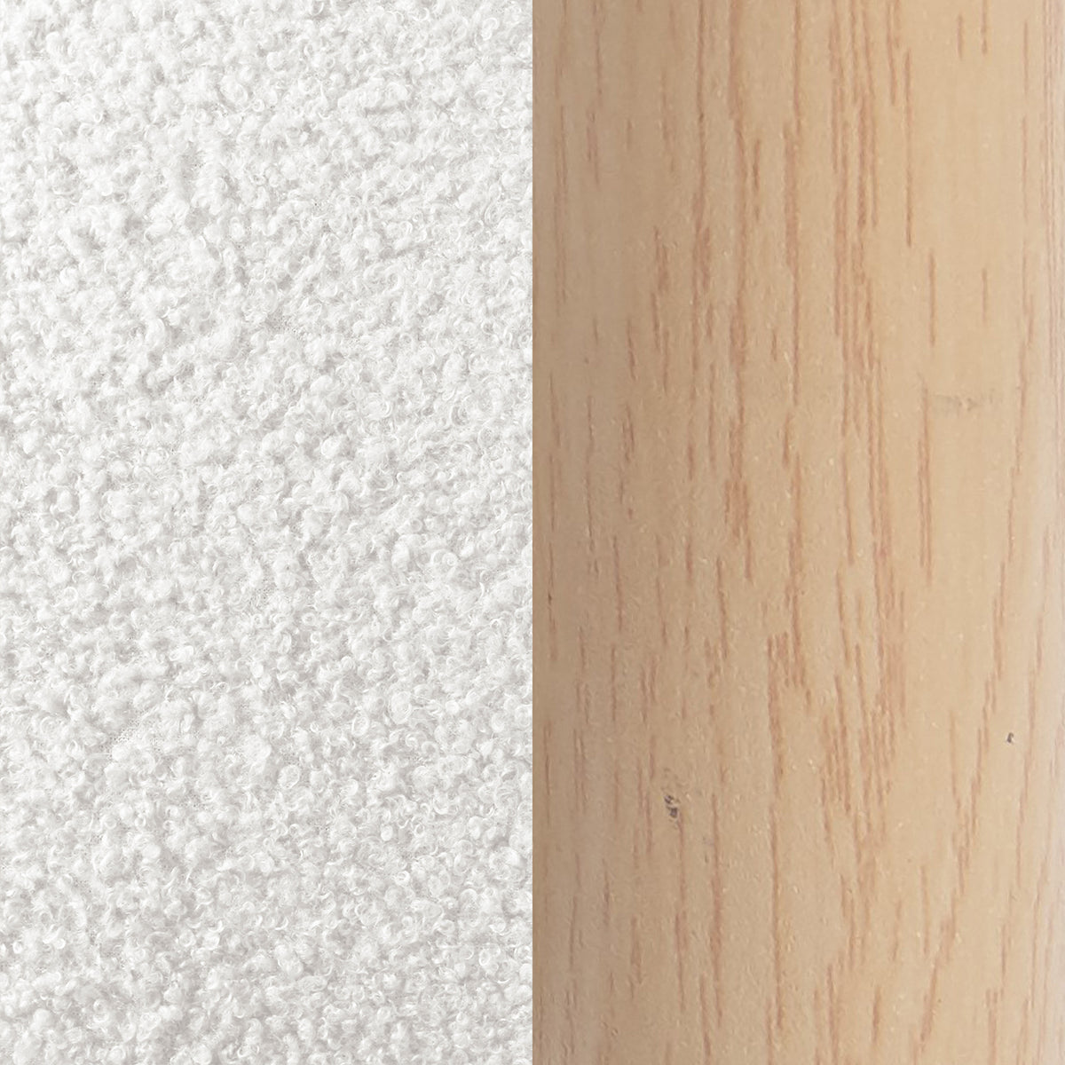 Close-up of white textured fabric next to a light wood surface