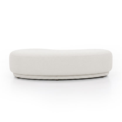 Light cream oval-shaped bench seat on a white background