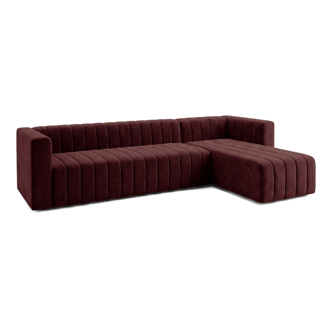 Full Dark Merlot L-shaped sectional sofa on a white background.