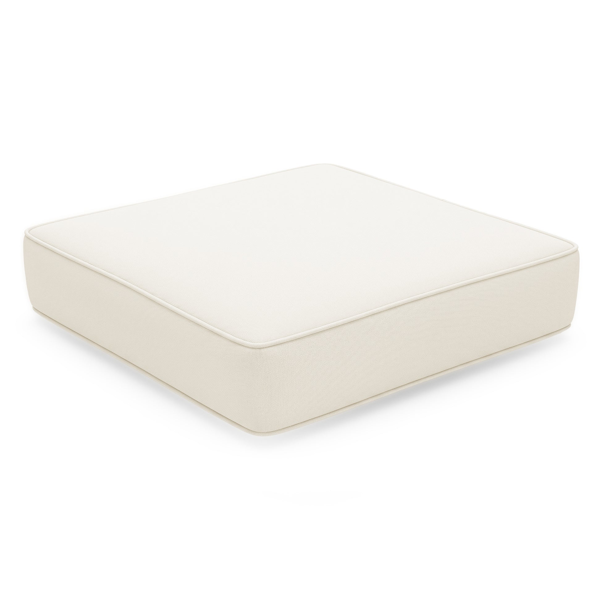 Close-up of Vernon Sofa Cushion Covers in Cream White, showcasing thick, neatly piped upholstery on a square cushion, designed for a seamless fit over existing Vernon outdoor sofa cushions.