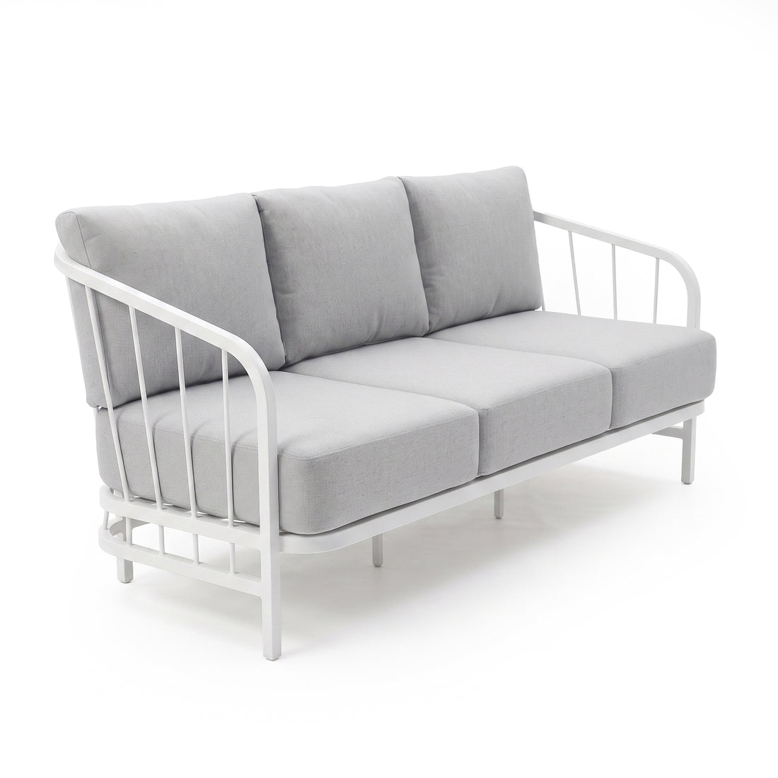 Modern three-seat sofa isolated on a white background