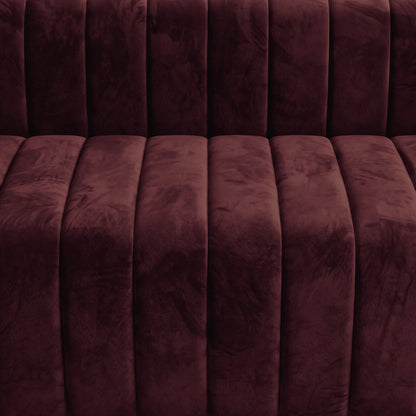 Close-up of Dark Merlot tufted upholstery texture