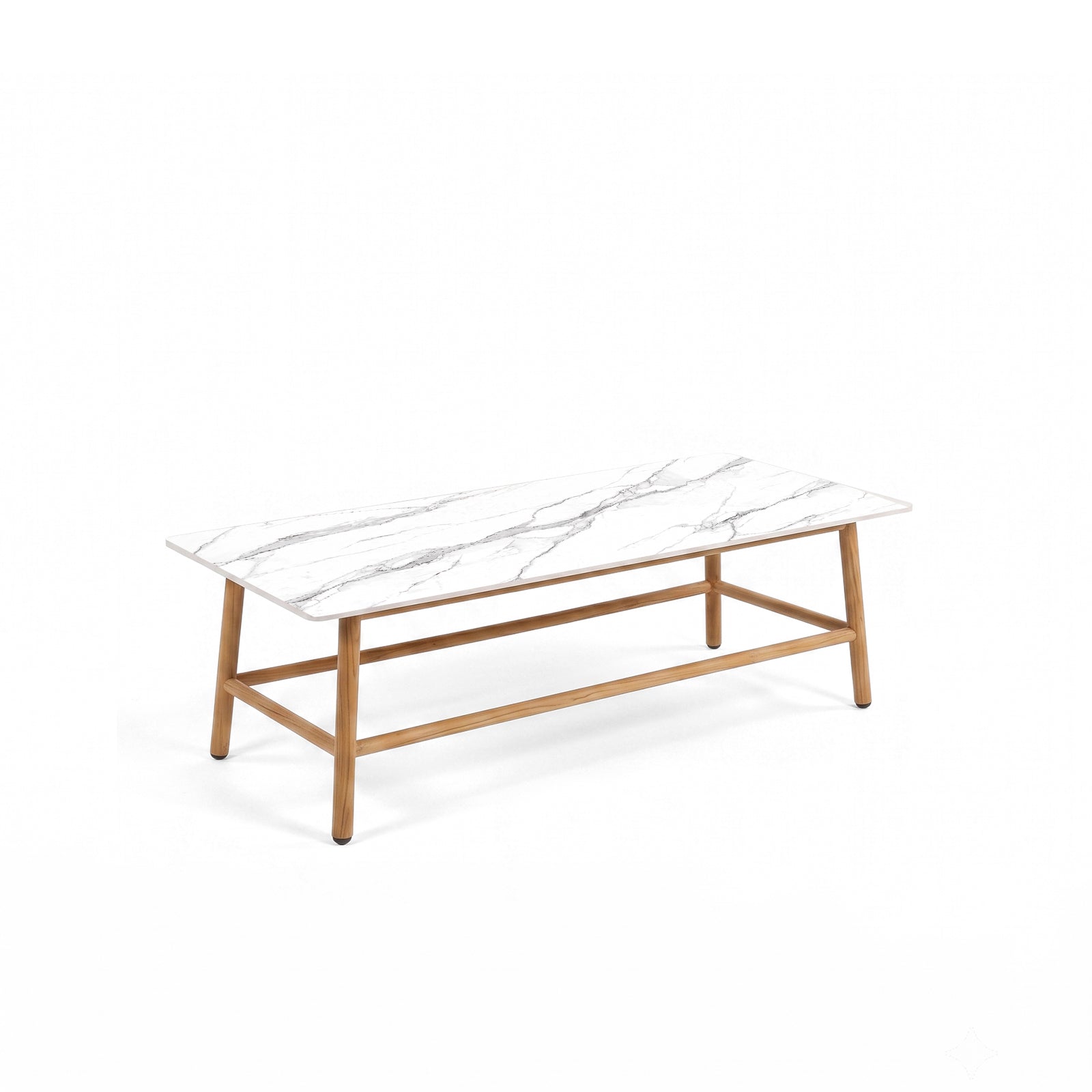 Modern coffee table with marble-effect top on white background