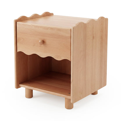 Light wood nightstand on white background