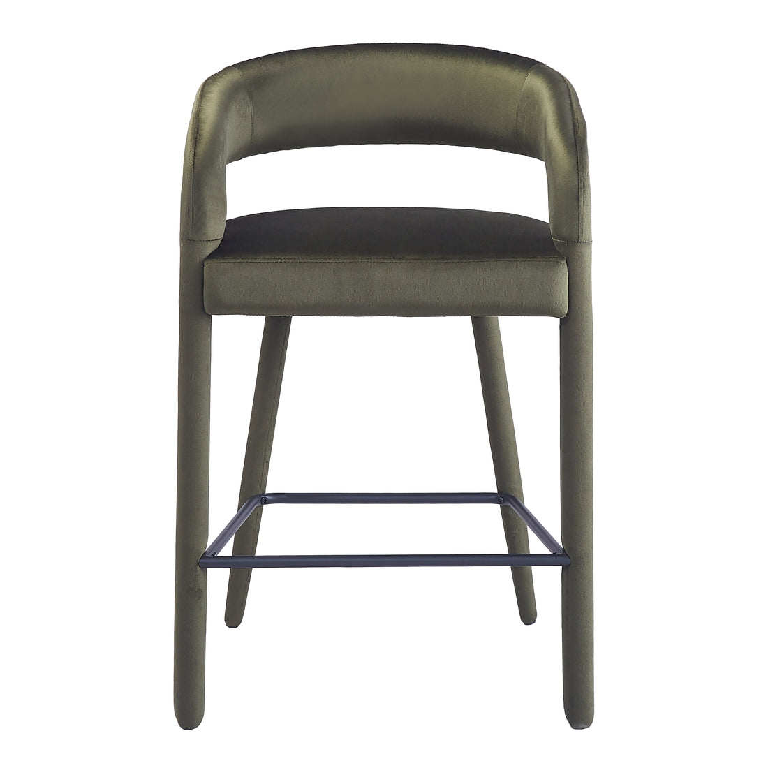 Front view of olive green bar stool on white background