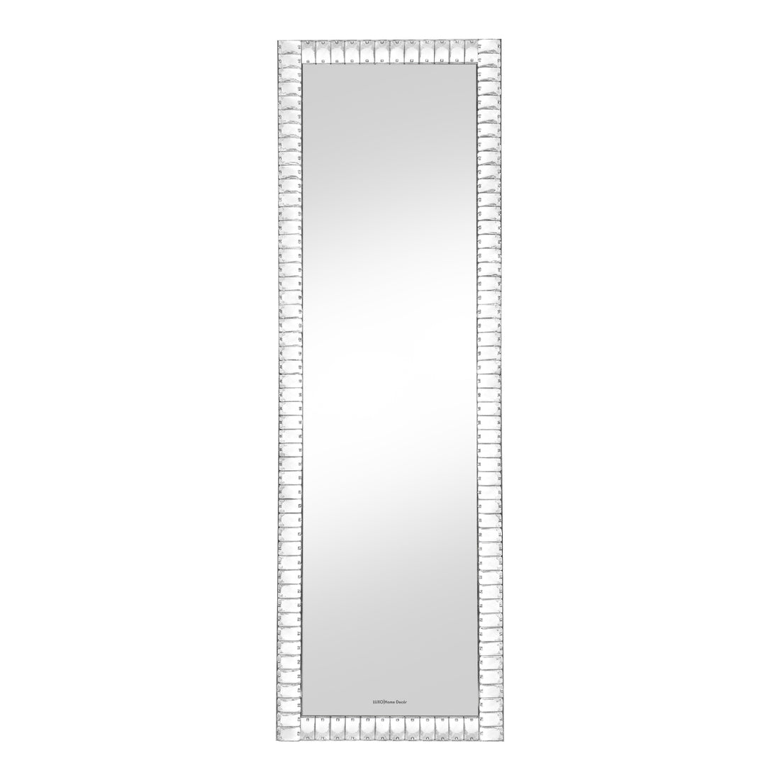 Full-length mirror with textured border on white background