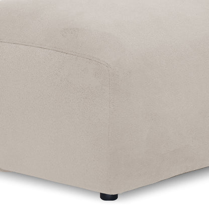 Zoomed-in view of ottoman fabric texture and corner stitching on white background