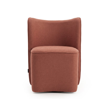 Modern terracotta accent chair on white background