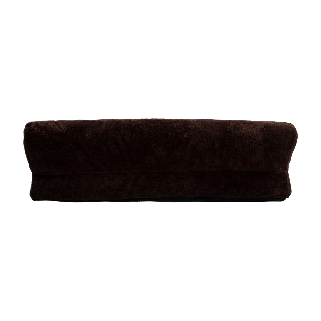 Dark brown folded plush fabric item on white background