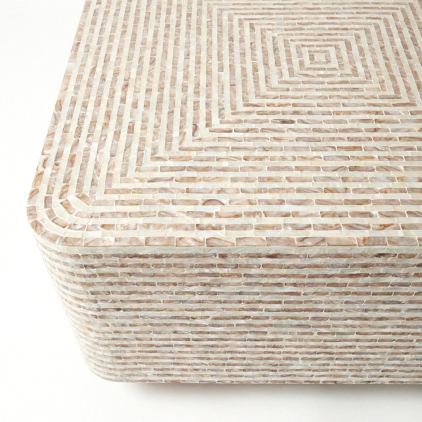 Close-up of intricate mosaic pattern on white background