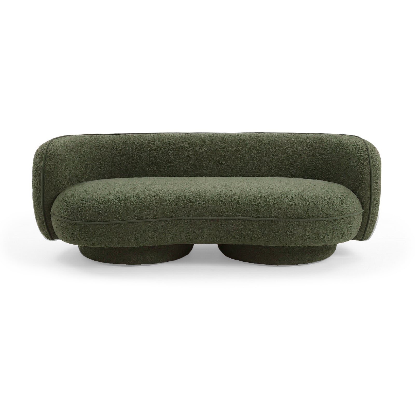 Modern dark green upholstered sofa on white background