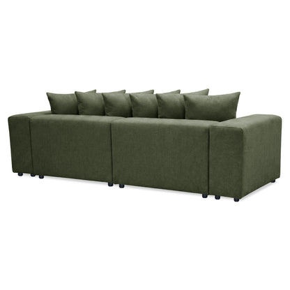 Olive green sectional sofa angled view on white background