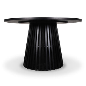 Riri 120cm Round Fluted Dining Table in Black
