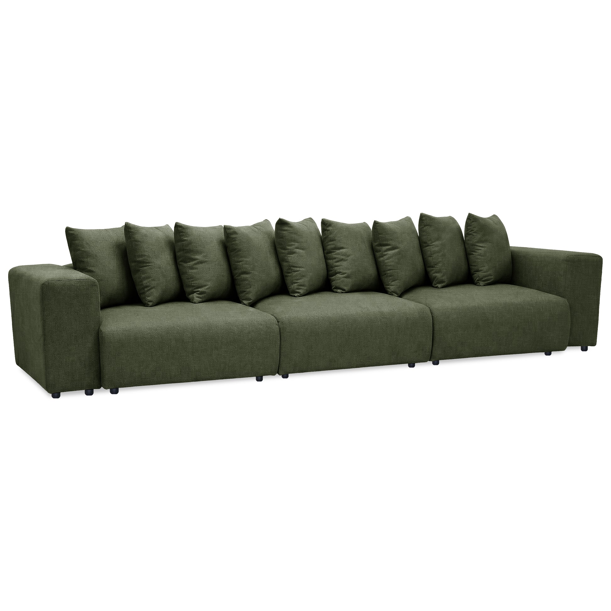 Green sectional sofa on white background