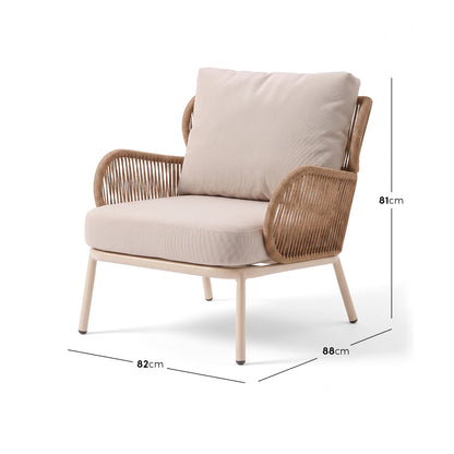 Single lounge chair on white background with dimensions labeled 81 cm by 82 cm by 88 cm