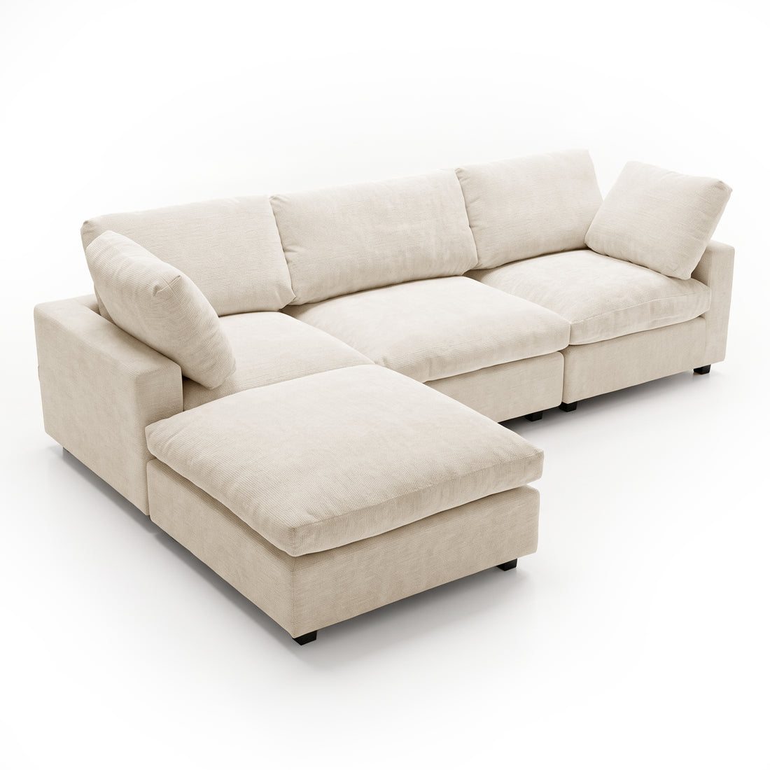 Light beige sectional sofa on a white background