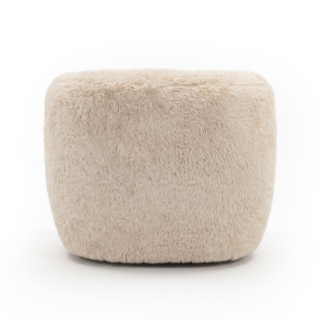 Back view of beige accent chair on a white background
