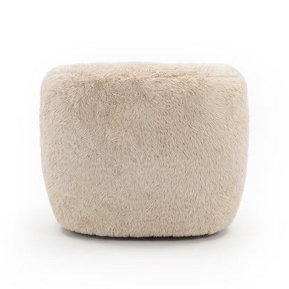 Back view of beige accent chair on a white background