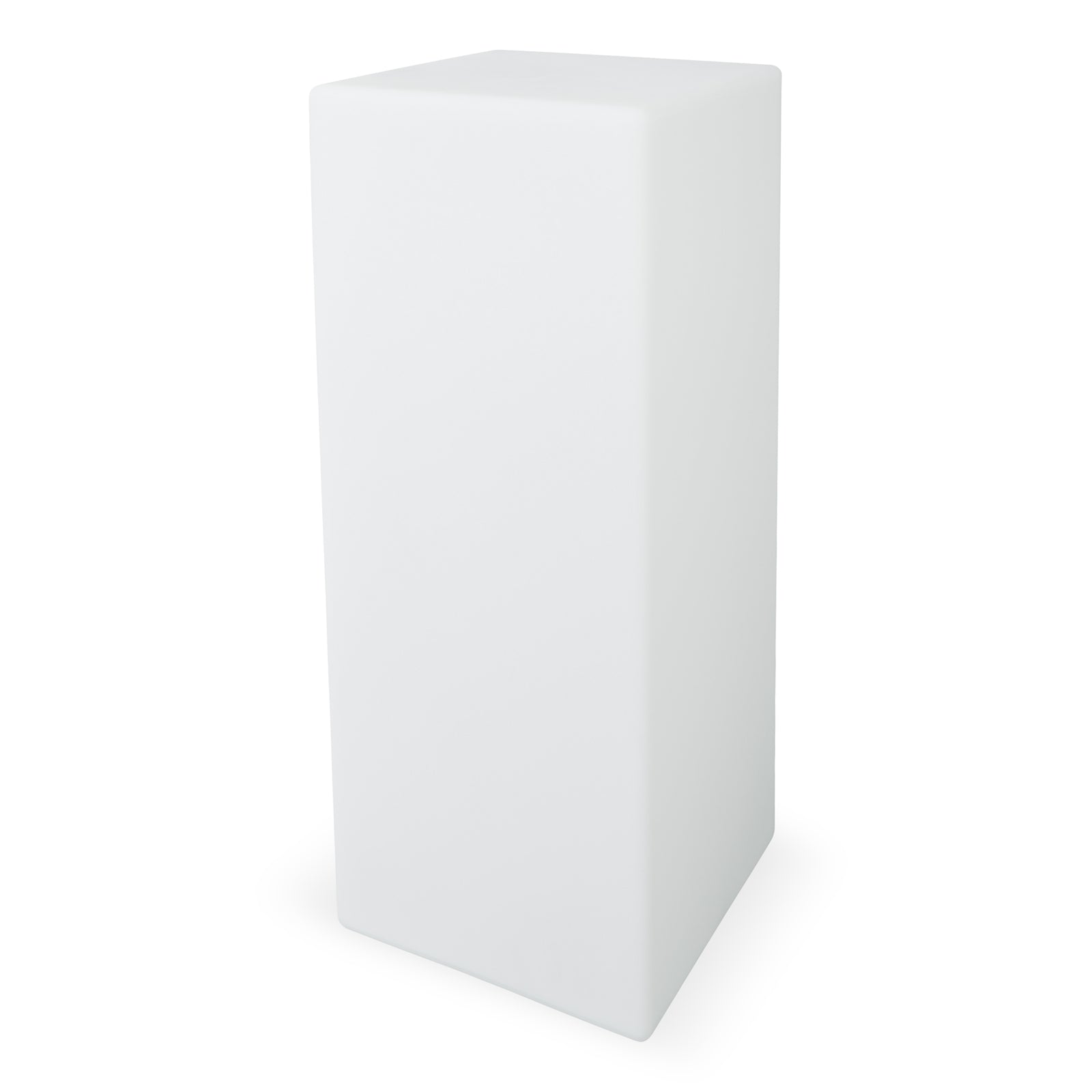 Colour Changing LED Column Light Indoor & Outdoor: A sleek, plain white rectangular LED column on a white background, designed for versatile ambience with remote control and cordless, long-lasting operation.