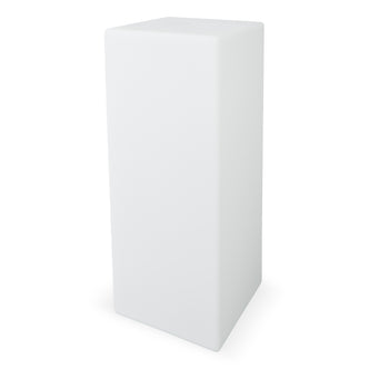 Colour Changing LED Column Light Indoor & Outdoor: A sleek, plain white rectangular LED column on a white background, designed for versatile ambience with remote control and cordless, long-lasting operation.