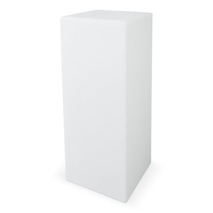 Colour Changing LED Column Light Indoor & Outdoor: A sleek, plain white rectangular LED column on a white background, designed for versatile ambience with remote control and cordless, long-lasting operation.