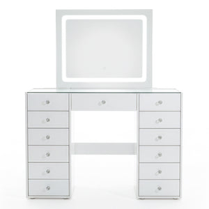 Amelie 13 Drawer Dressing Table with LED Mirror in White