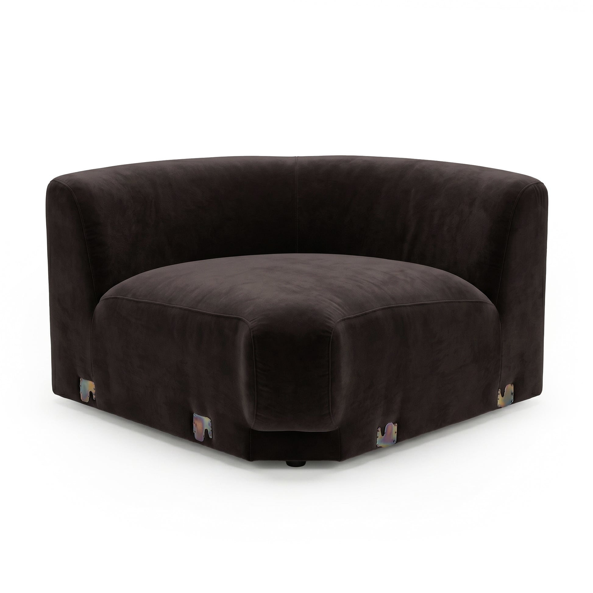 Single dark brown sectional seat piece on white background