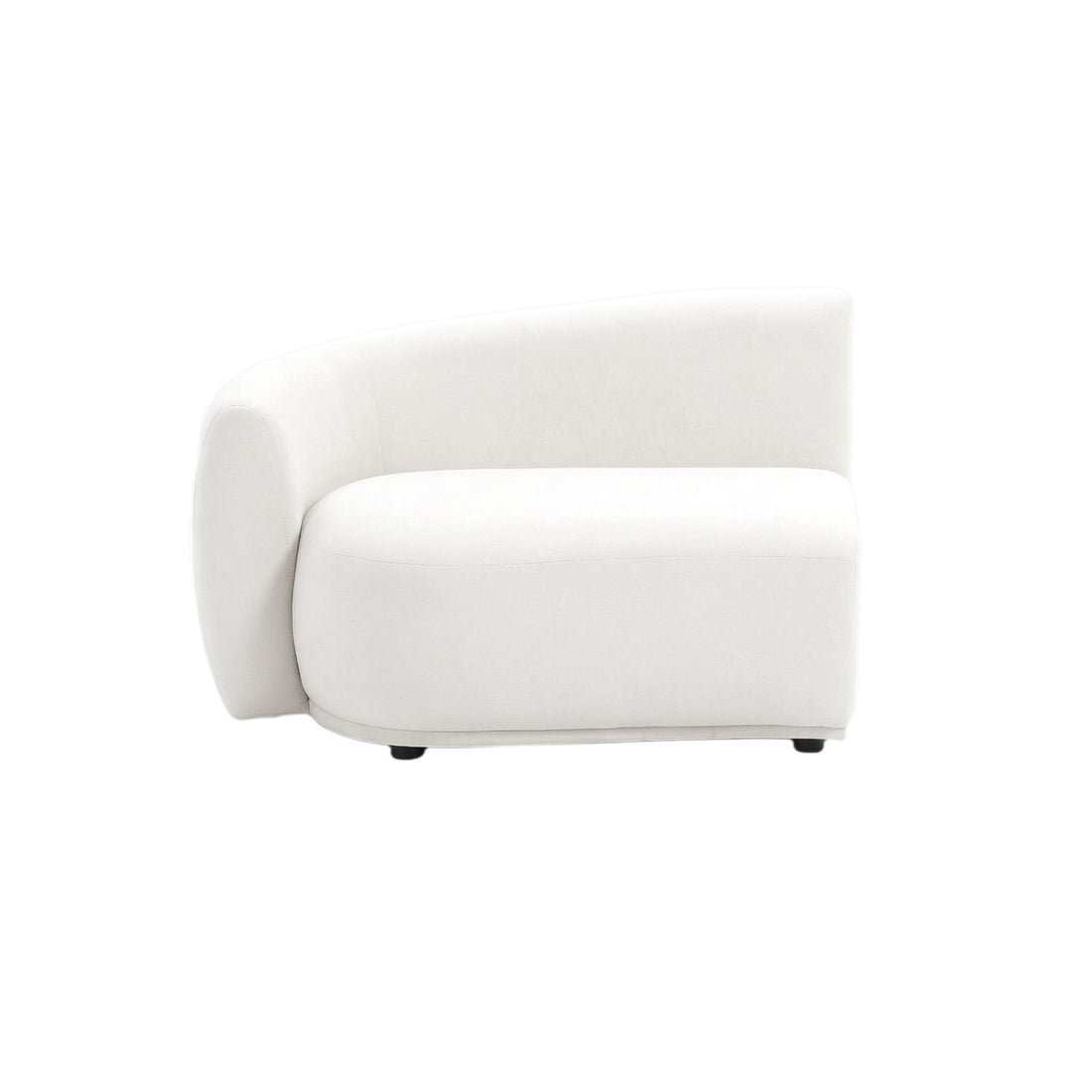 White armless accent chair on white background