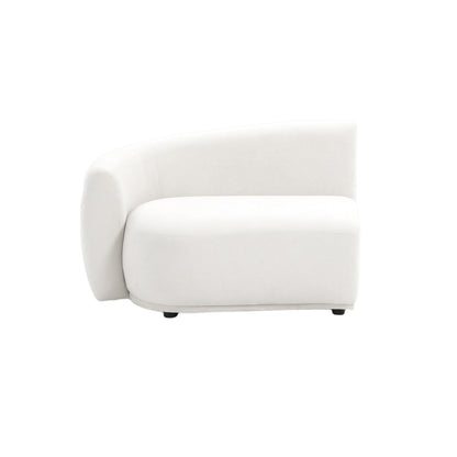 White armless accent chair on white background