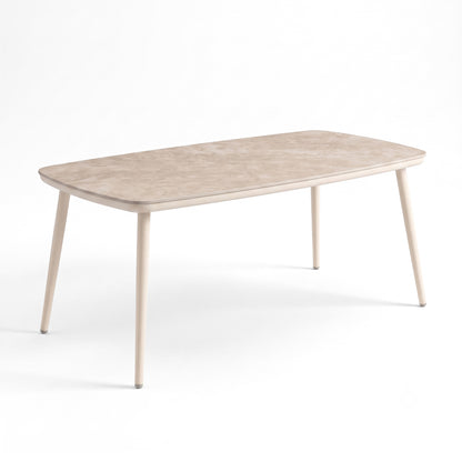 Modern rectangular dining table on a white background
