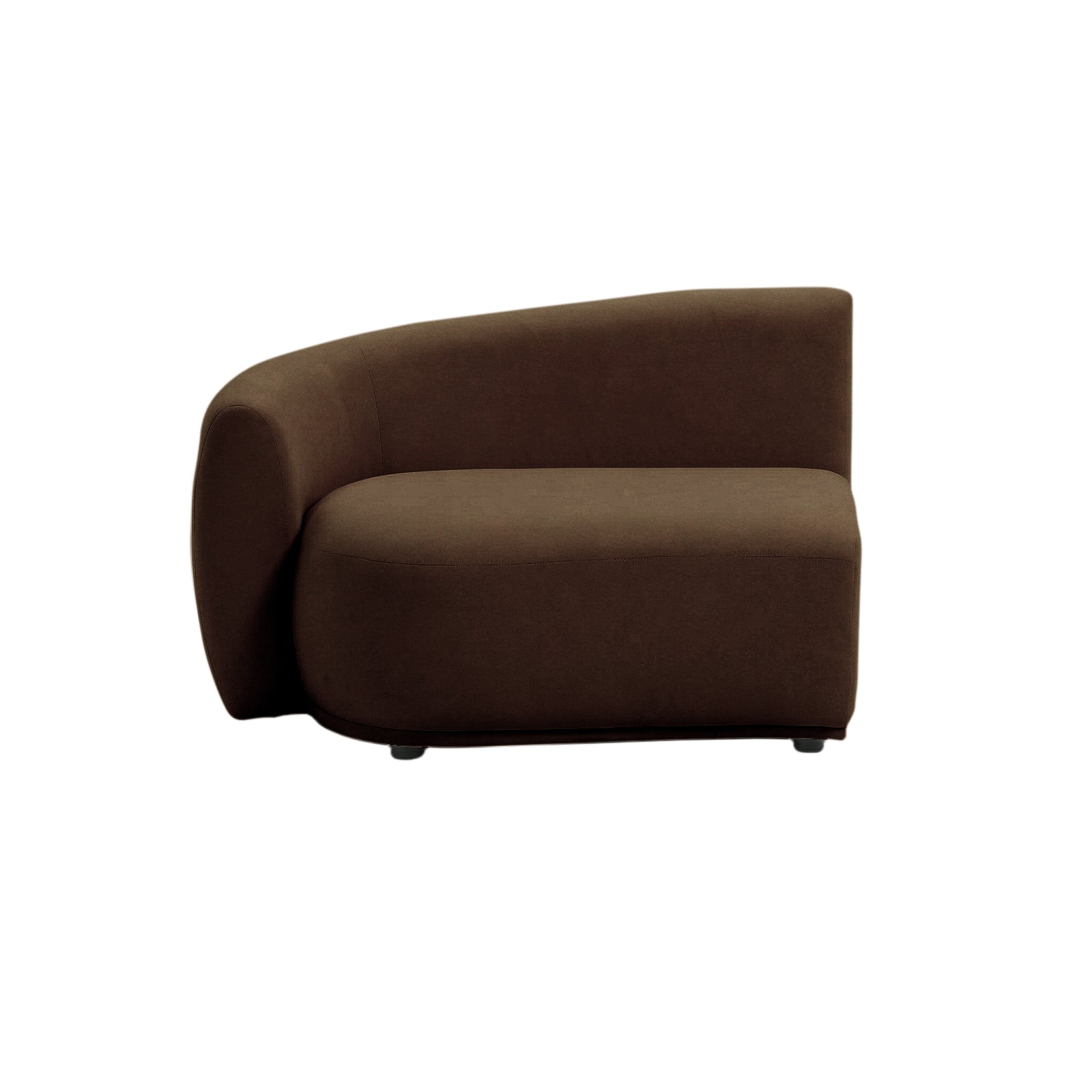 Armless brown modular sofa piece on white background