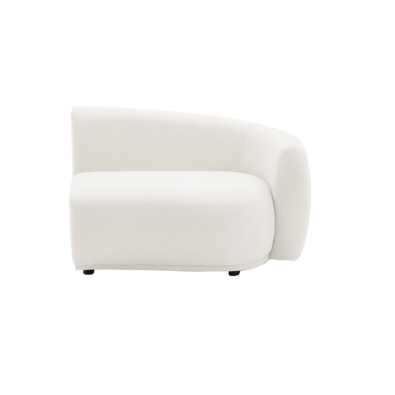 Armless white sectional sofa module on white background