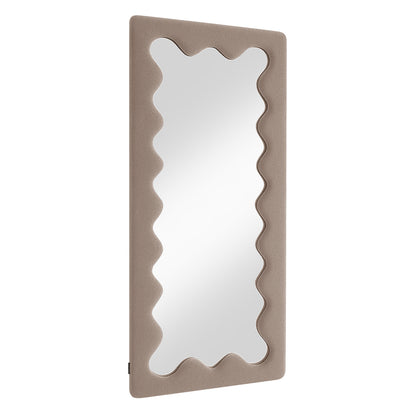 Serena 180cm Full Length Mirror in Taupe Brown features a rectangular shape with a wavy, rippled inner frame, adding elegant texture and a modern touch to any room.