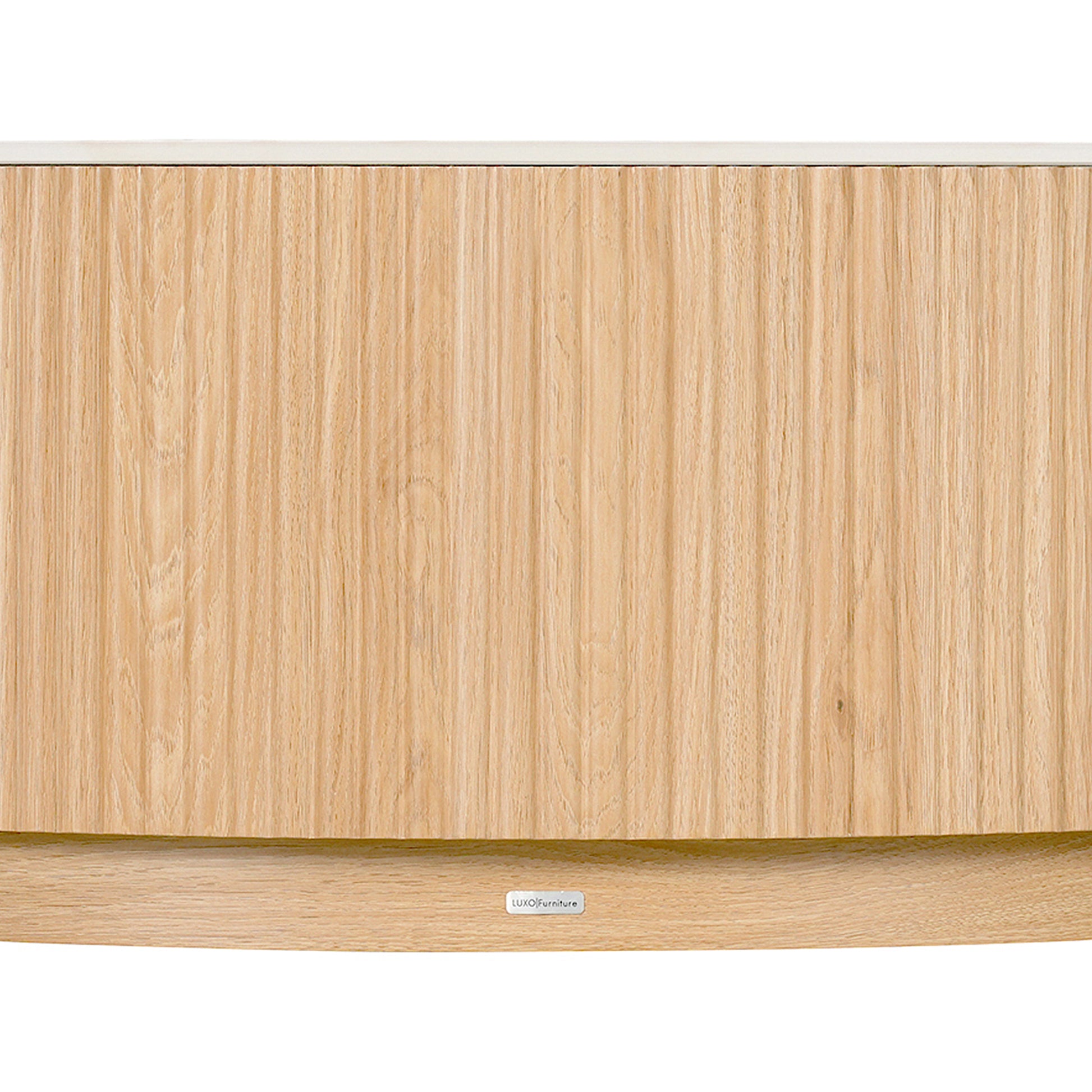 Close-up of light wood furniture panel on white background