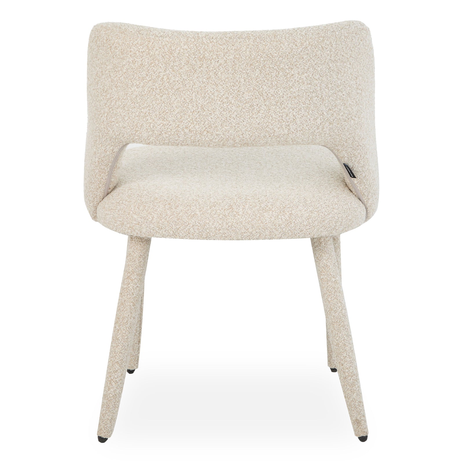 Front view of cream upholstered chair on white background