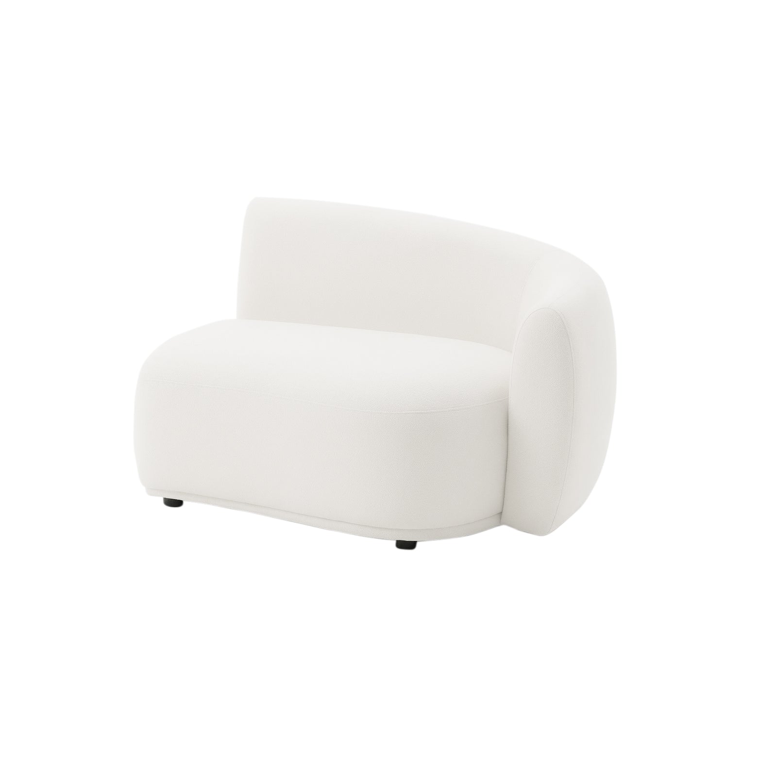 White armless loveseat on white background