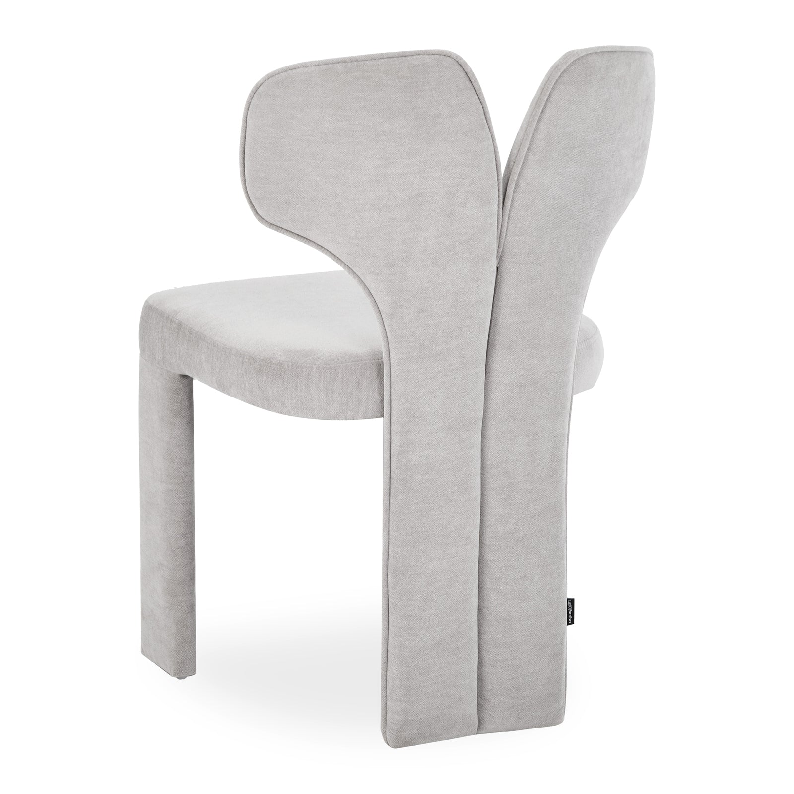 Modern light gray chair with abstract backrest on white background