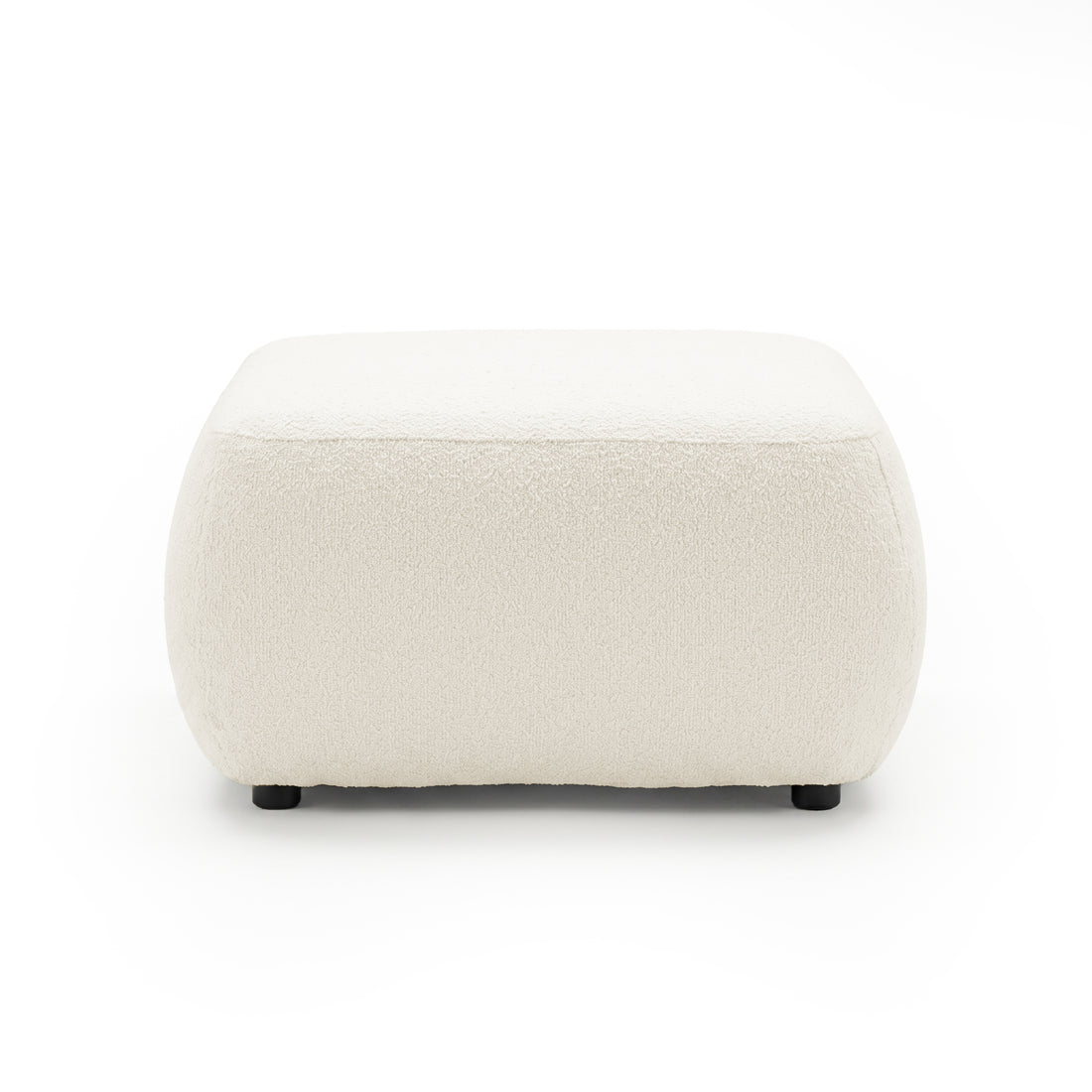 Front view of rectangular ottoman on white background