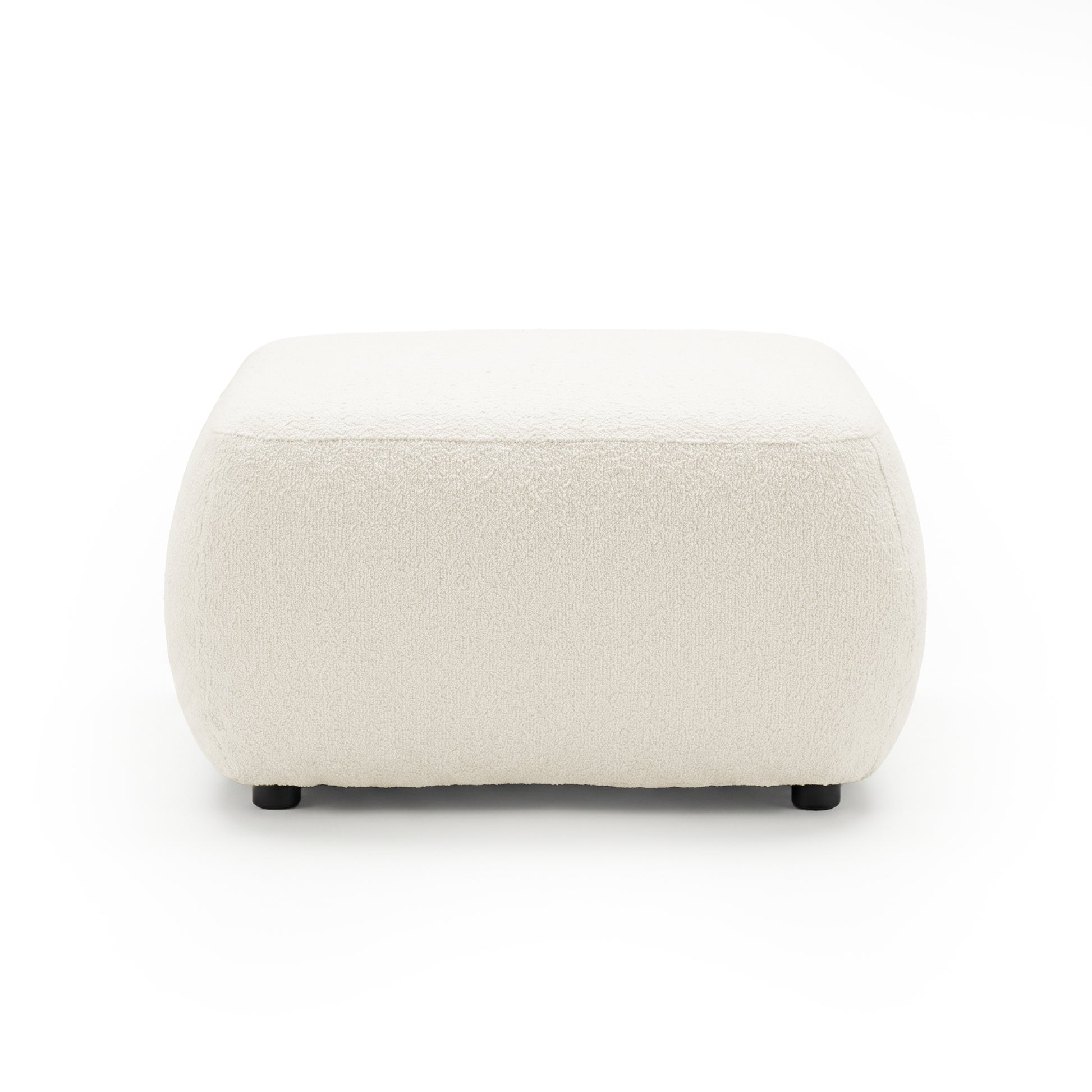 Front view of rectangular ottoman on white background