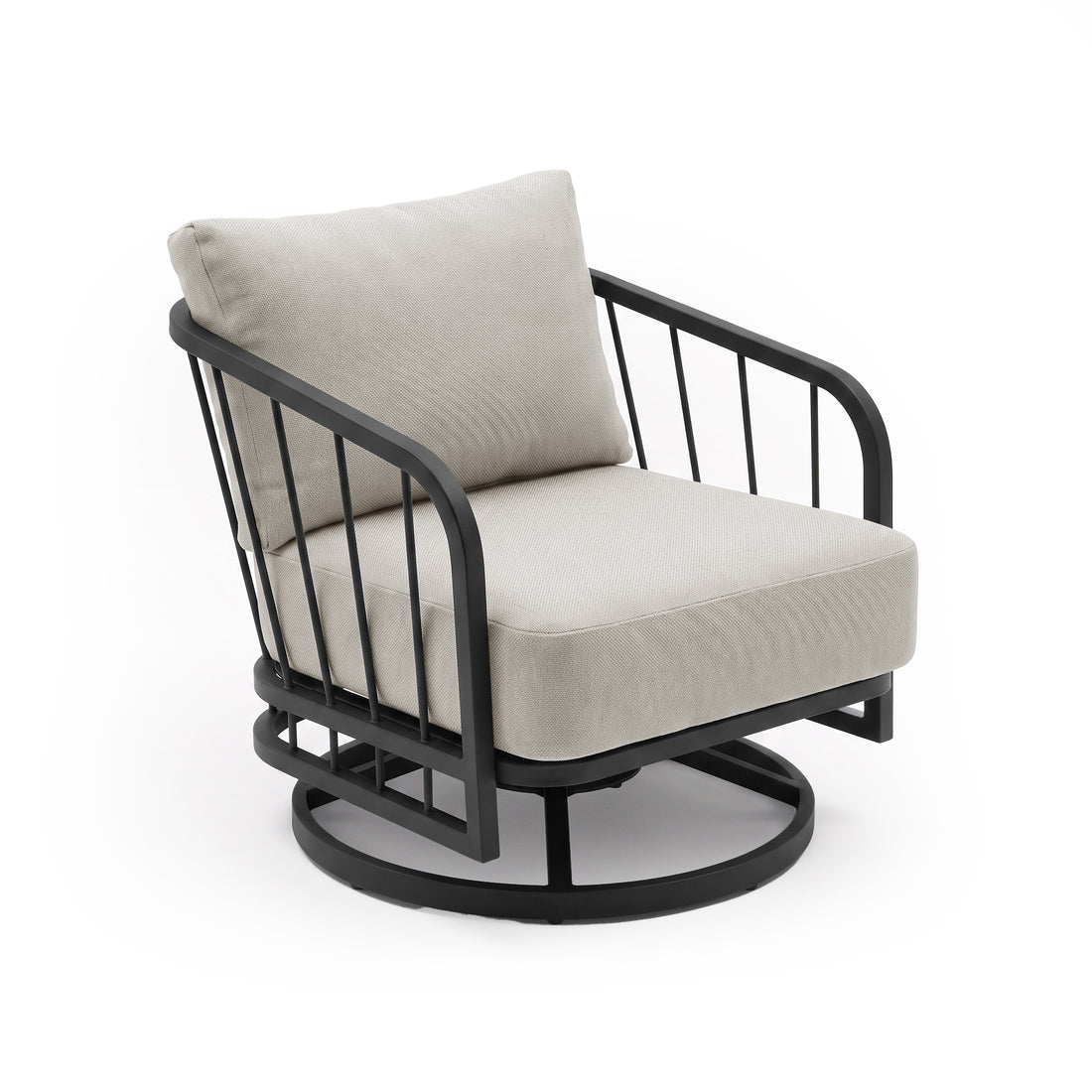 Modern lounge chair with metal frame on a white background