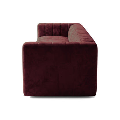 Side view of Dark Merlot sofa on a white background