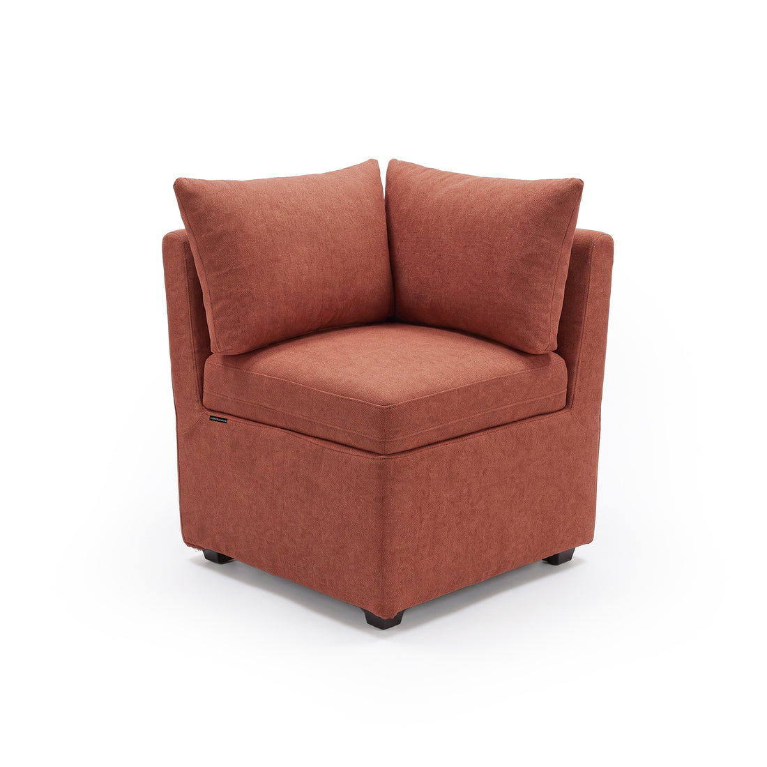 Rust terracotta upholstered corner chair or modular sofa section