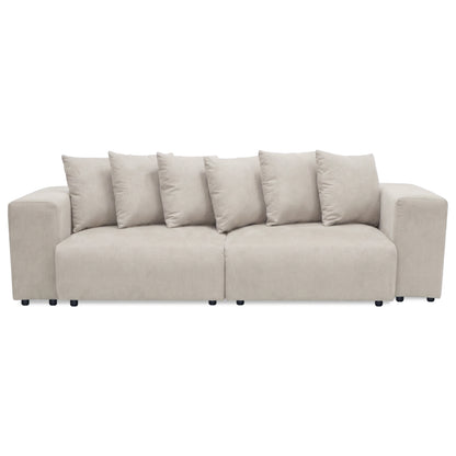 Beige sectional sofa on white background front view