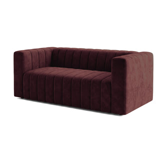 Modern Dark Merlot velvet sofa on a white background