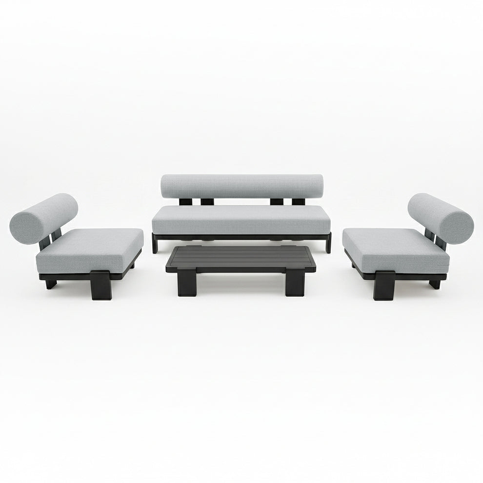 Modica 5 Seater Aluminium Outdoor Sofa Set in Black & Grey